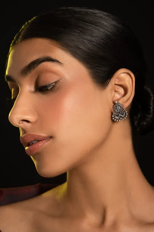 TICH Pure Silver Traditional Maharashtrian Earrings - Chandra-Tilak