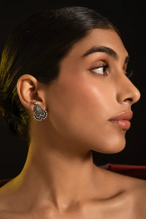 TICH Pure Silver Traditional Maharashtrian Earrings - Chandra-Tilak