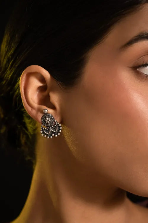 TICH Pure Silver Traditional Maharashtrian Earrings - Chandra-Tilak