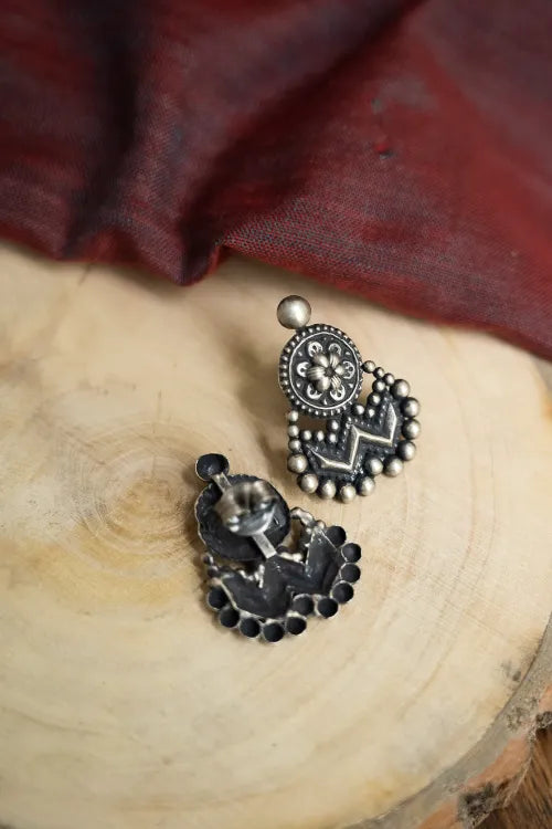 TICH Pure Silver Traditional Maharashtrian Earrings - Chandra-Tilak