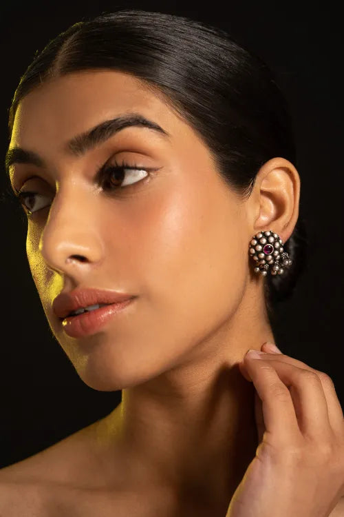TICH Pure Silver Traditional Maharashtrian Earrings - Manjiri