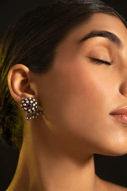 TICH Pure Silver Traditional Maharashtrian Earrings - Manjiri