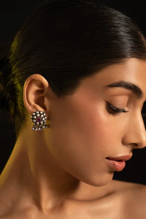TICH Pure Silver Traditional Maharashtrian Earrings - Manjiri