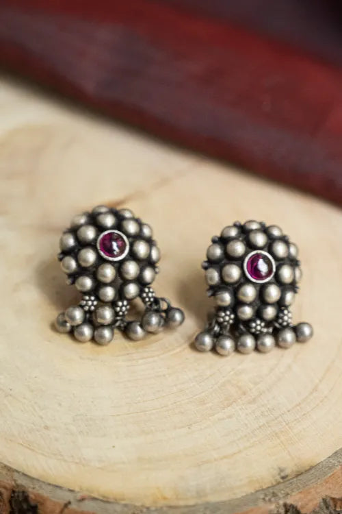 TICH Pure Silver Traditional Maharashtrian Earrings - Manjiri