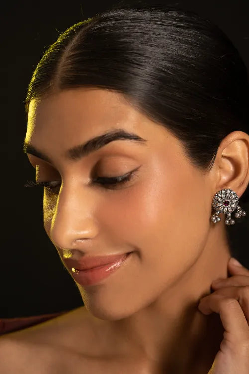 TICH Pure Silver Traditional Maharashtrian Earrings - Shravani