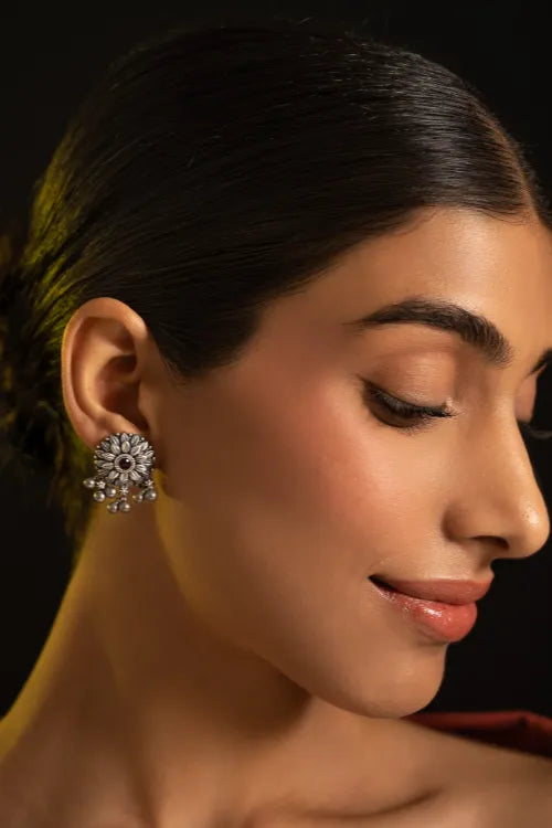 TICH Pure Silver Traditional Maharashtrian Earrings - Shravani