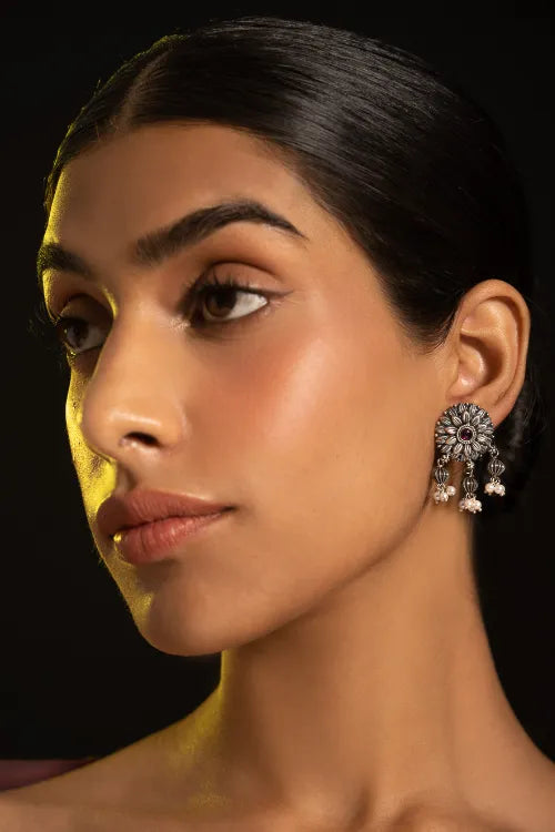 TICH Pure Silver Traditional Maharashtrian Earrings - Layani
