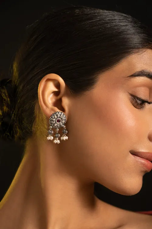 TICH Pure Silver Traditional Maharashtrian Earrings - Layani