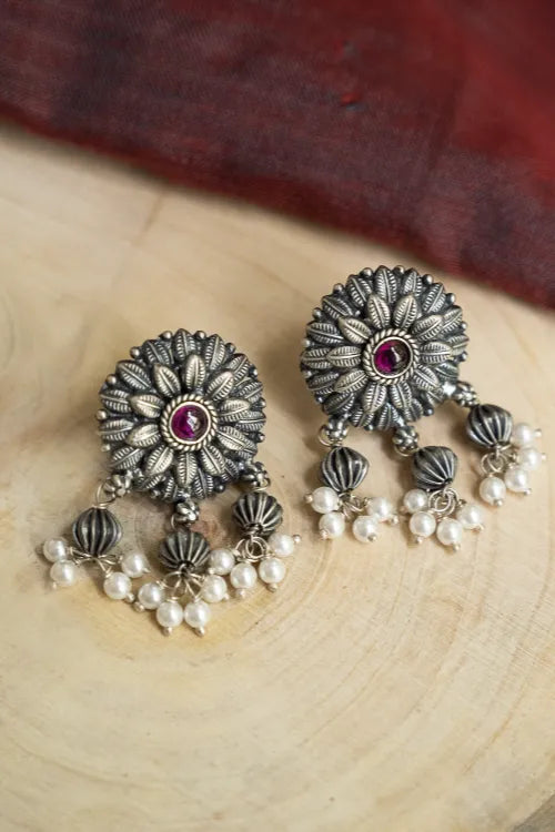 TICH Pure Silver Traditional Maharashtrian Earrings - Layani