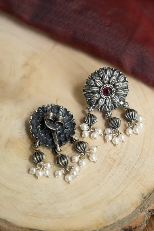 TICH Pure Silver Traditional Maharashtrian Earrings - Layani
