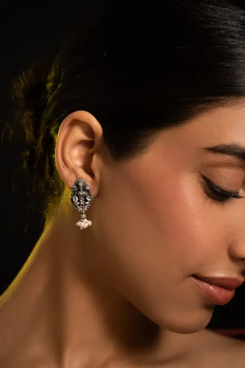 TICH Pure Silver Traditional Maharashtrian Earrings - Gauri Studs