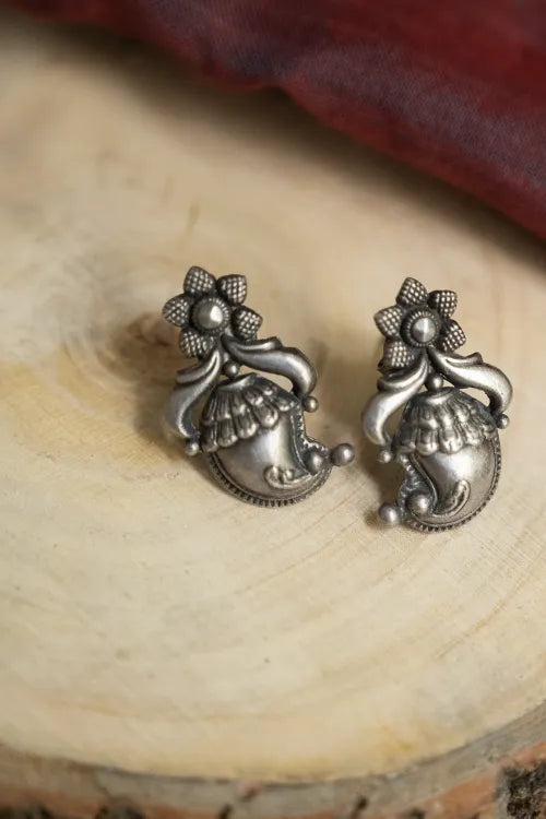 TICH Pure Silver Traditional Maharashtrian Earrings - Ambiya Studs