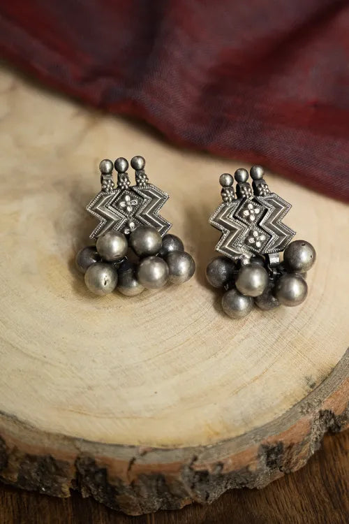 TICH Pure Silver Traditional Maharashtrian Earrings - Leher Studs