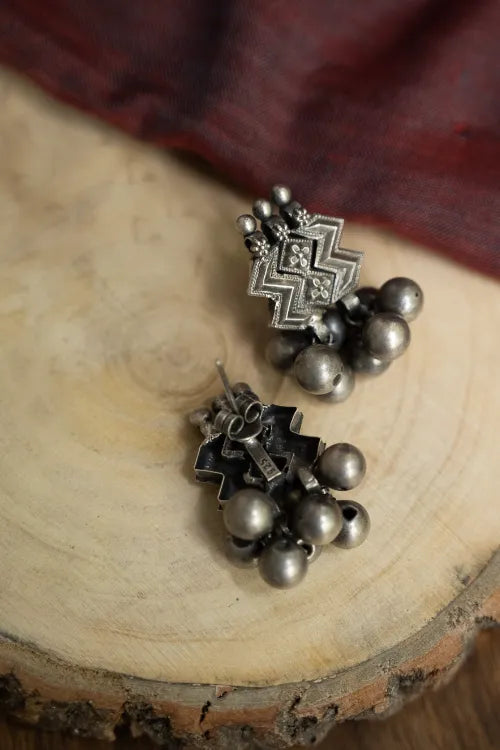 TICH Pure Silver Traditional Maharashtrian Earrings - Leher Studs