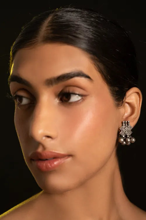 TICH Pure Silver Traditional Maharashtrian Earrings - Leher Studs