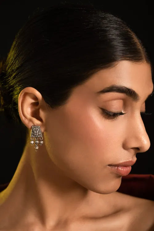 TICH Pure Silver Traditional Maharashtrian Earrings - Mohanmal Studs