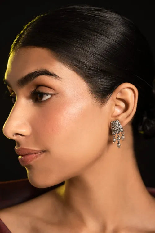 TICH Pure Silver Traditional Maharashtrian Earrings - Mohanmal Studs