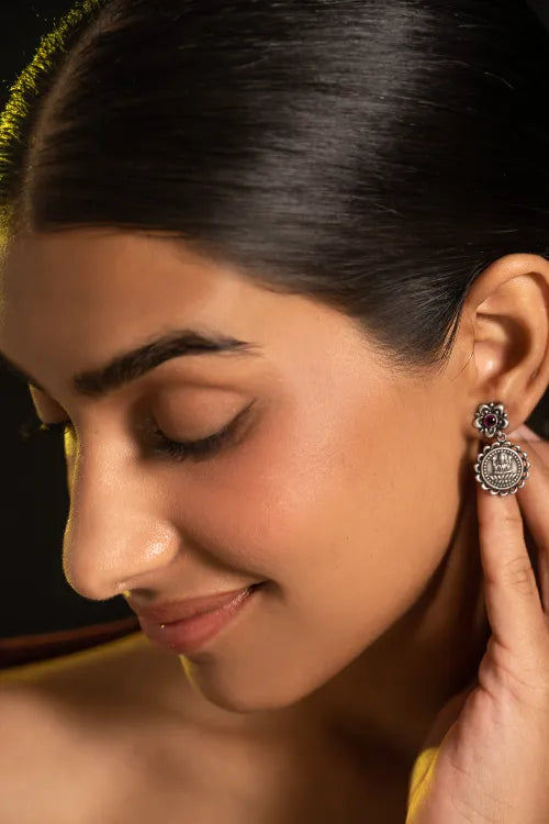 TICH Pure Silver Traditional Maharashtrian Earrings - Bhavani Studs