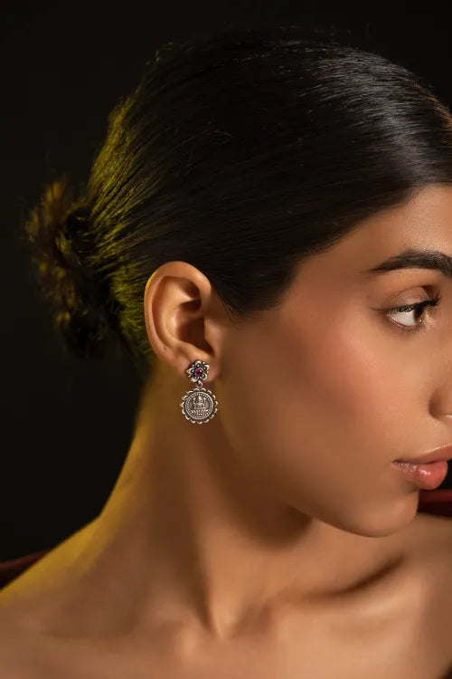 TICH Pure Silver Traditional Maharashtrian Earrings - Bhavani Studs