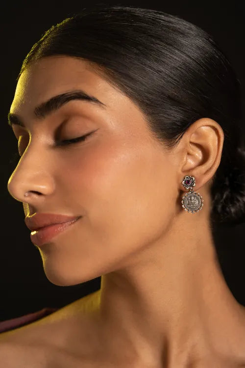 TICH Pure Silver Traditional Maharashtrian Earrings - Bhavani Studs