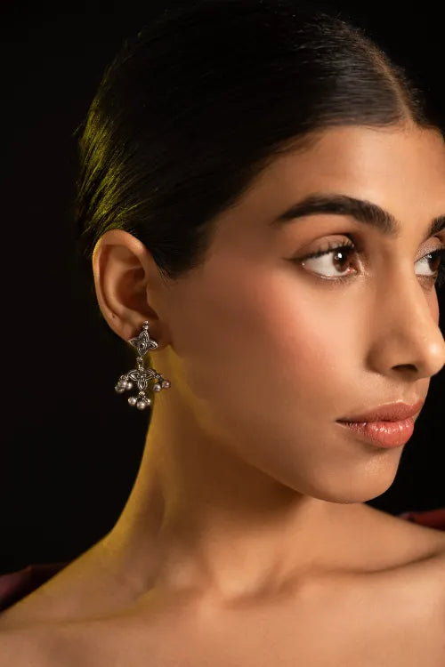 TICH Pure Silver Traditional Maharashtrian Earrings - Taraveli