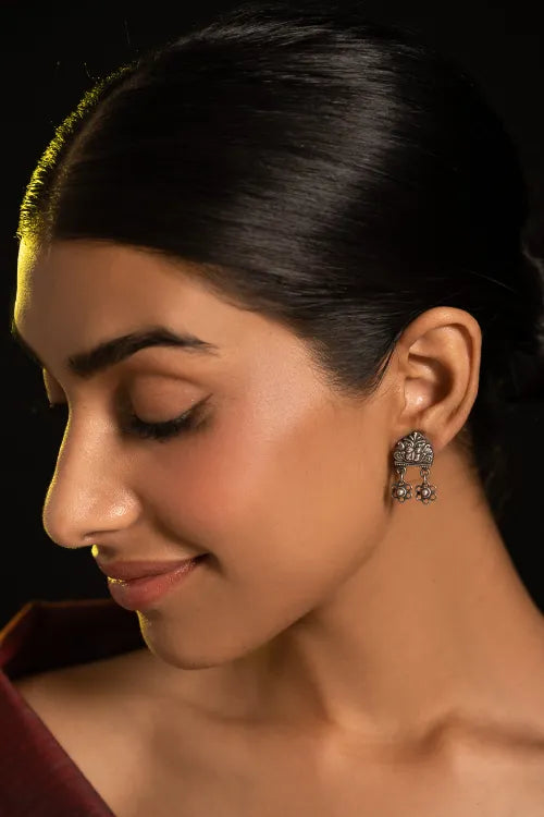 TICH Pure Silver Traditional Maharashtrian Earrings - Bakuli Studs