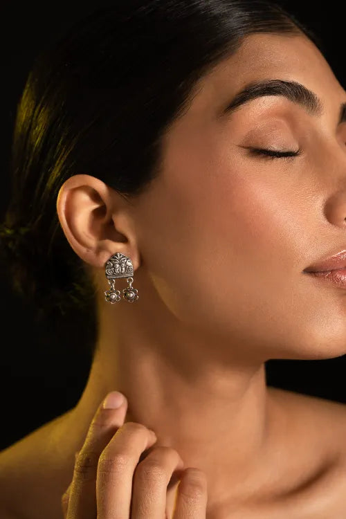 TICH Pure Silver Traditional Maharashtrian Earrings - Bakuli Studs