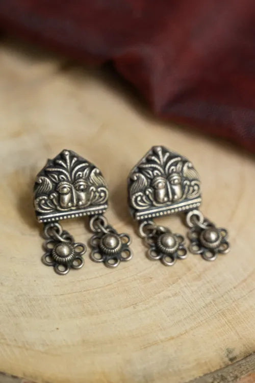 TICH Pure Silver Traditional Maharashtrian Earrings - Bakuli Studs
