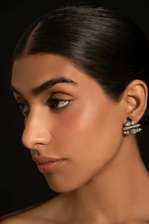 TICH Pure Silver Traditional Maharashtrian Earrings - Triveni
