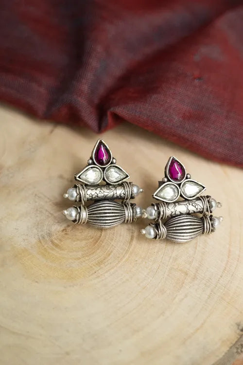 TICH Pure Silver Traditional Maharashtrian Earrings - Triveni