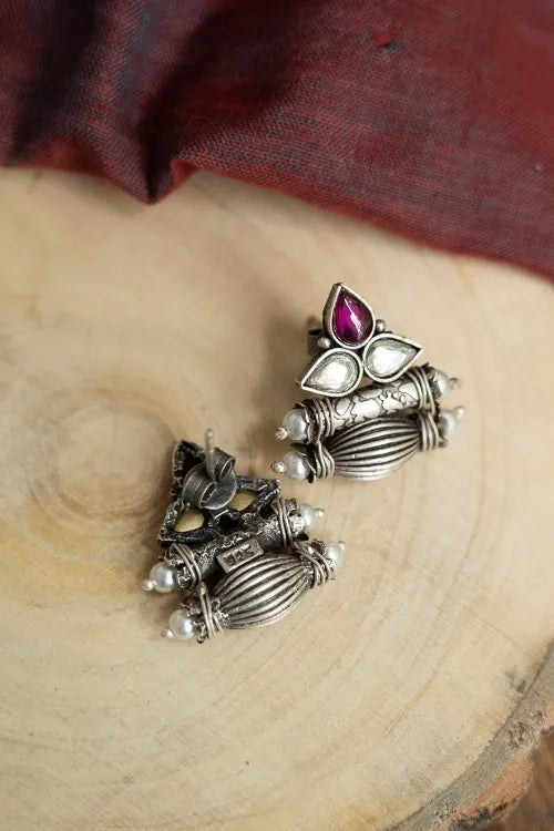 TICH Pure Silver Traditional Maharashtrian Earrings - Triveni