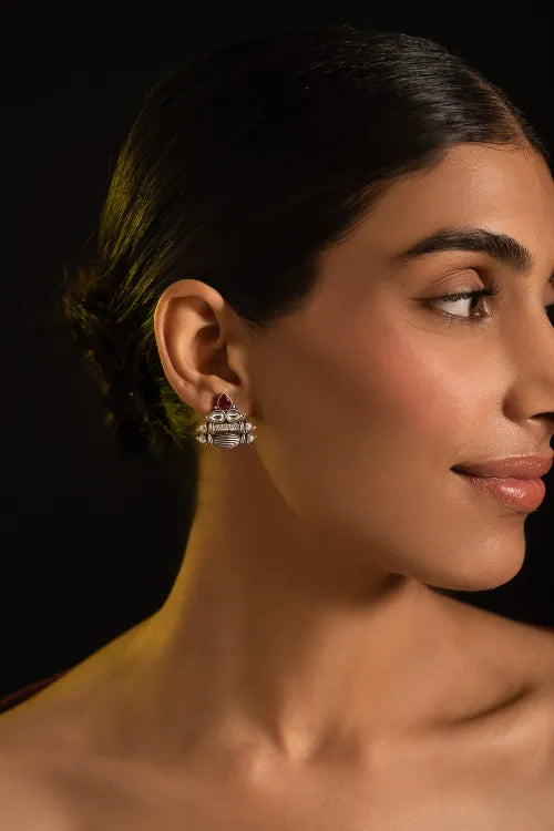 TICH Pure Silver Traditional Maharashtrian Earrings - Triveni