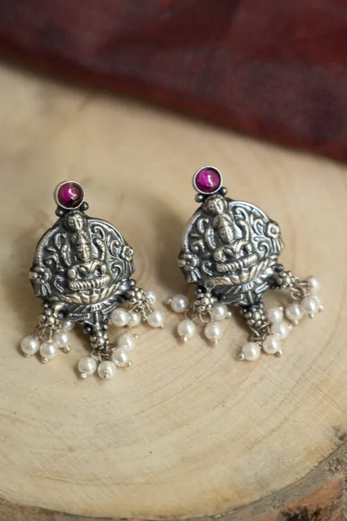 TICH Pure Silver Traditional Maharashtrian Earrings - Kamalini Studs