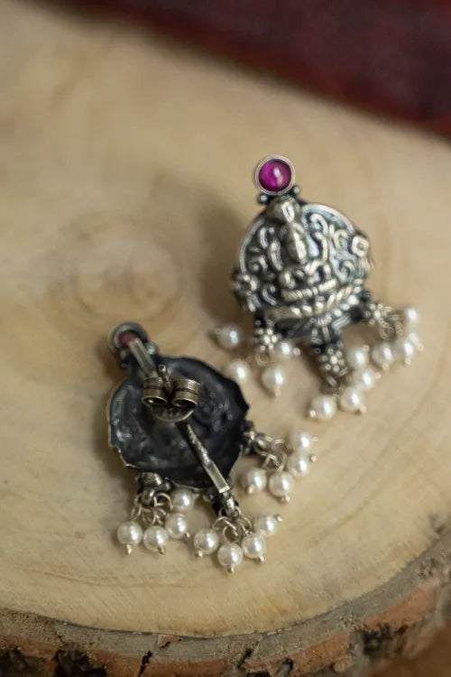 TICH Pure Silver Traditional Maharashtrian Earrings - Kamalini Studs