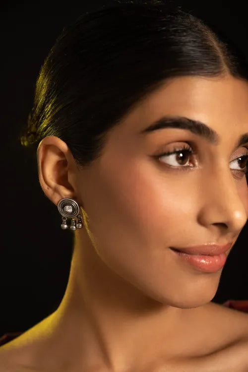 TICH Pure Silver Traditional Maharashtrian Earrings -  Bindu Mandal