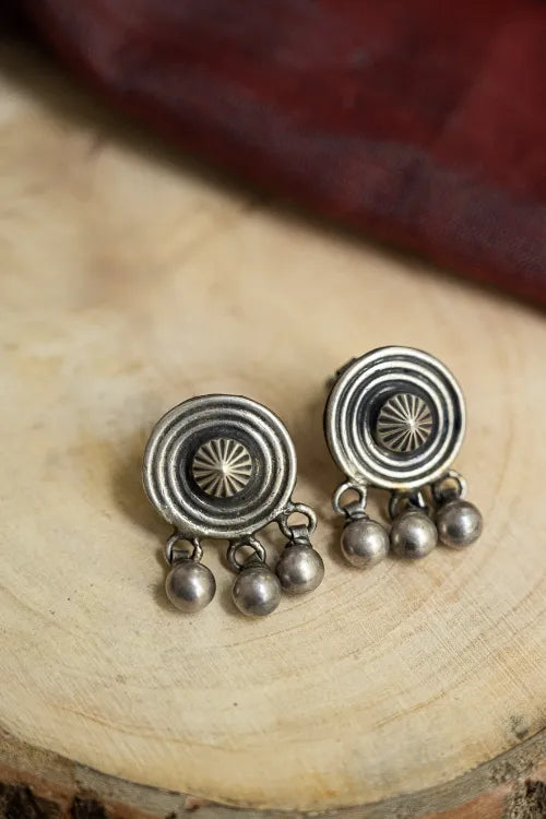 TICH Pure Silver Traditional Maharashtrian Earrings -  Bindu Mandal