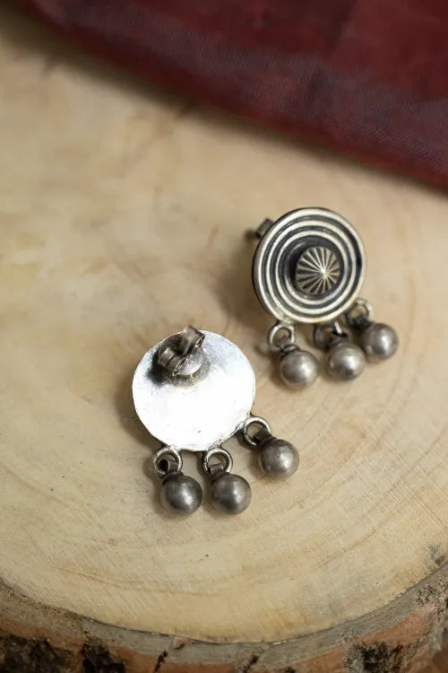 TICH Pure Silver Traditional Maharashtrian Earrings -  Bindu Mandal