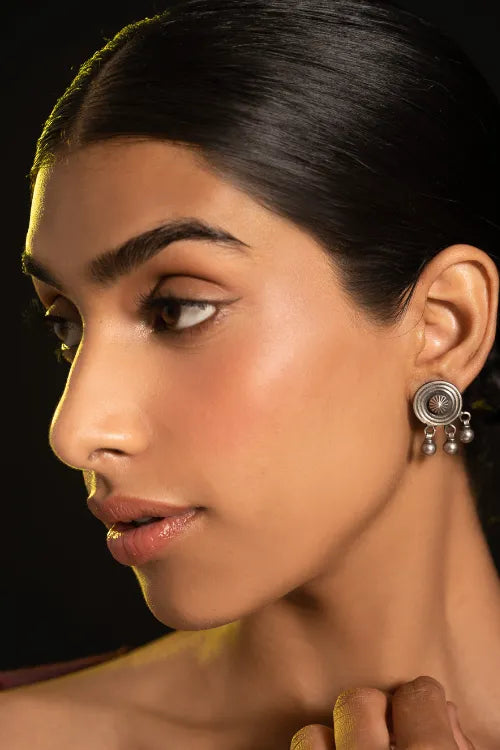 TICH Pure Silver Traditional Maharashtrian Earrings -  Bindu Mandal
