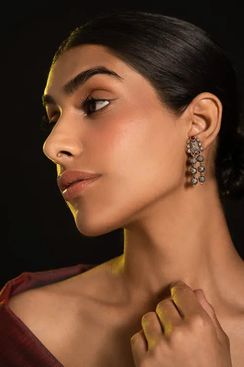 TICH Pure Silver Traditional Maharashtrian Earrings - Ashtapaillumani