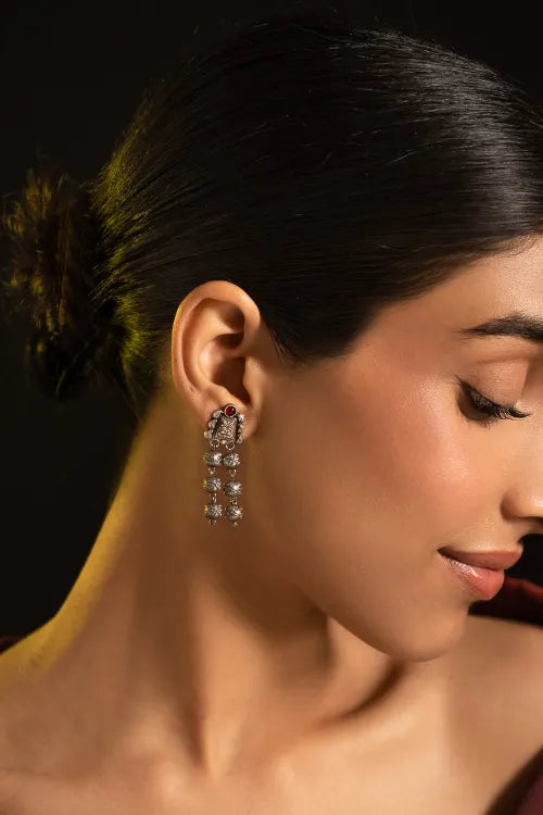 TICH Pure Silver Traditional Maharashtrian Earrings - Ashtapaillumani