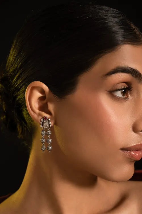 TICH Pure Silver Traditional Maharashtrian Earrings - Ashtapaillumani