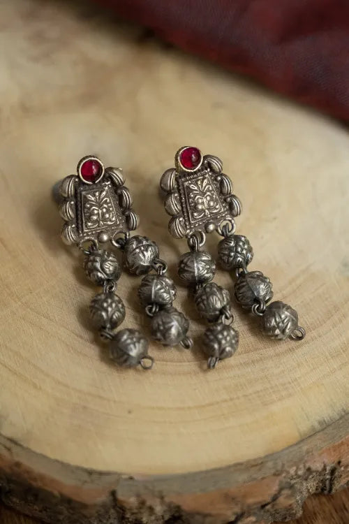 TICH Pure Silver Traditional Maharashtrian Earrings - Ashtapaillumani