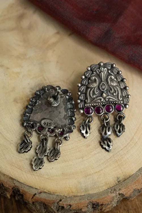 TICH Pure Silver Traditional Maharashtrian Earrings - Mayuri