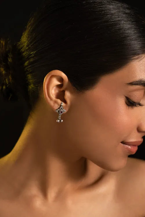 TICH Pure Silver Traditional Maharashtrian Earrings - Tarakini Studs
