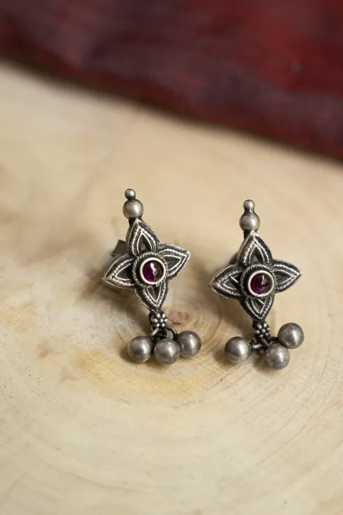TICH Pure Silver Traditional Maharashtrian Earrings - Tarakini Studs
