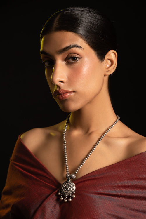 TICH Pure Silver Traditional Maharashtrian Neckpiece - Gulab