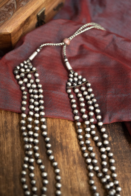 TICH Pure Silver Traditional Maharashtrian Neckpiece -  Jondhalemani (4-Strings)