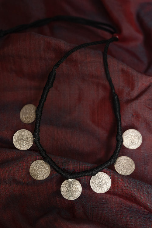 TICH Pure Silver Traditional Maharashtrian Neckpiece - Putalihaar (7-Coin)
