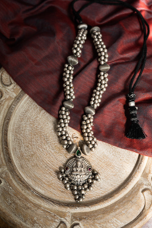 TICH Pure Silver Traditional Maharashtrian Neckpiece - Lakshmi Haar