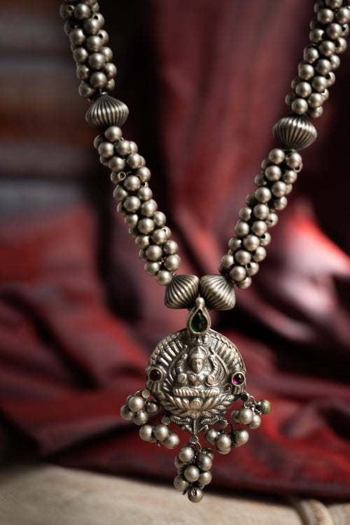 TICH Pure Silver Traditional Maharashtrian Neckpiece - Lakshmi Haar